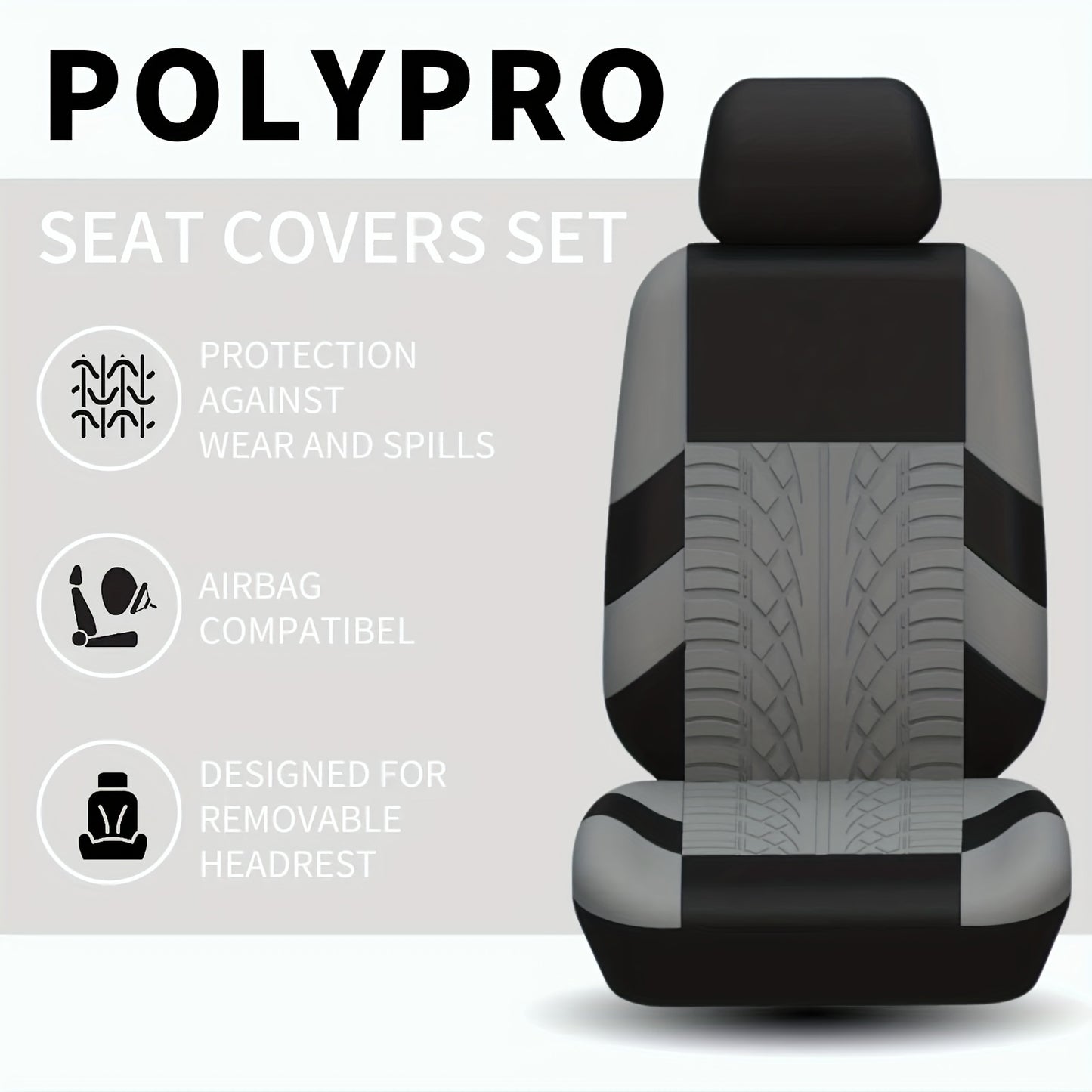 2 Capas de assento de carro de poliéster frontal universal