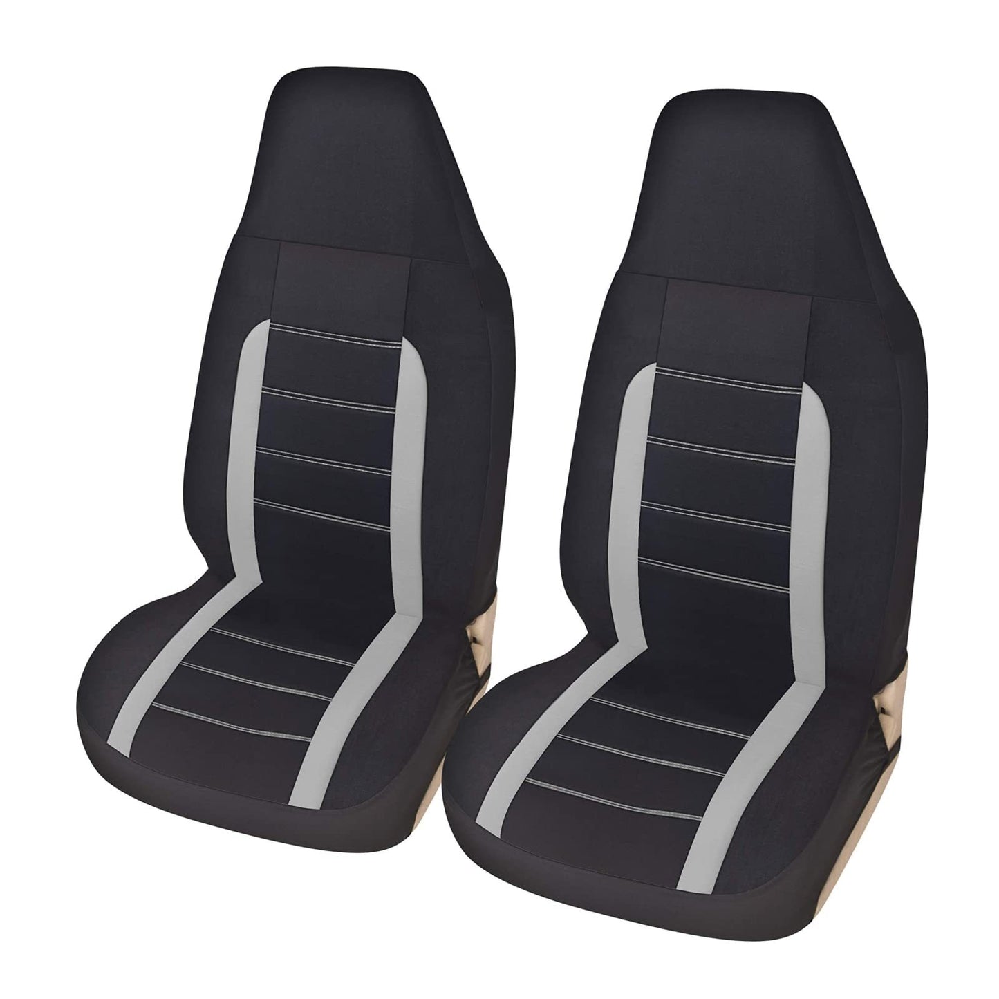 Autoyouth 2PC Racing Style Integrated Front Bucket Seat Cover Flat Cloth Two Tone Colors Auto Accessories Universal Fits for Most Cars, SUV, Truck
