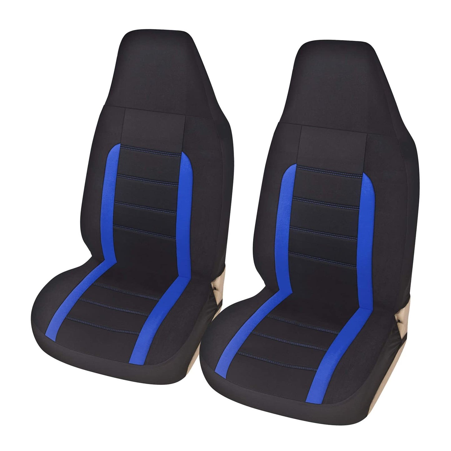 Autoyouth 2PC Racing Style Integrated Front Bucket Seat Cover Flat Cloth Two Tone Colors Auto Accessories Universal Fits for Most Cars, SUV, Truck