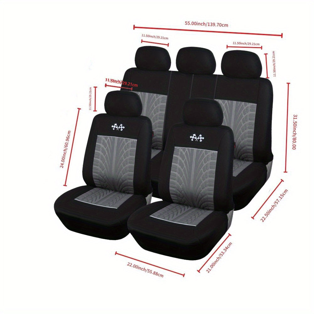 Autoyouth Grey Car Seat Covers Full Set Front Bucket Seat Protectors Universal 9pcs Set, Polyester Breathable Gray Seat Covers for Cars, Trucks, Vans, SUVs