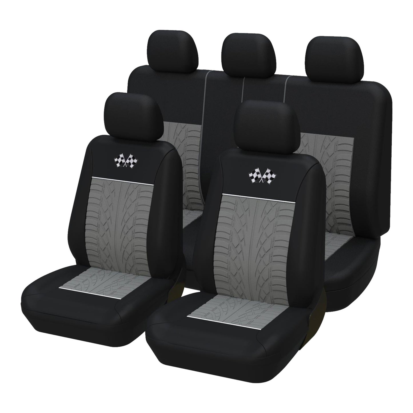 Autoyouth Grey Car Seat Covers Full Set Front Bucket Seat Protectors Universal 9pcs Set, Polyester Breathable Gray Seat Covers for Cars, Trucks, Vans, SUVs