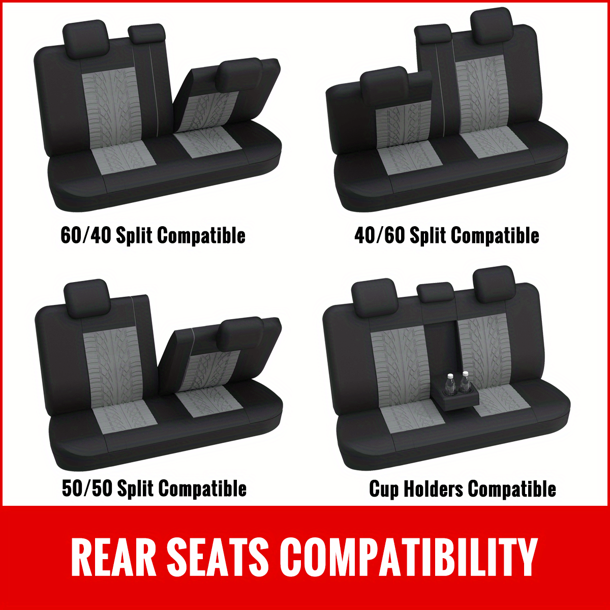 Autoyouth Grey Car Seat Covers Full Set Front Bucket Seat Protectors Universal 9pcs Set, Polyester Breathable Gray Seat Covers for Cars, Trucks, Vans, SUVs