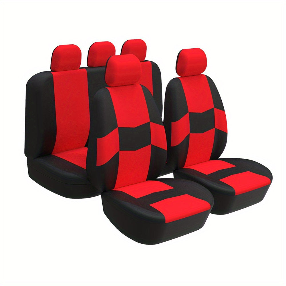 Autoyouth Polyester Full Set Universal Auto Seat Covers Pet Protector Front And Rear Split Bench For Car Truck SUV Van red