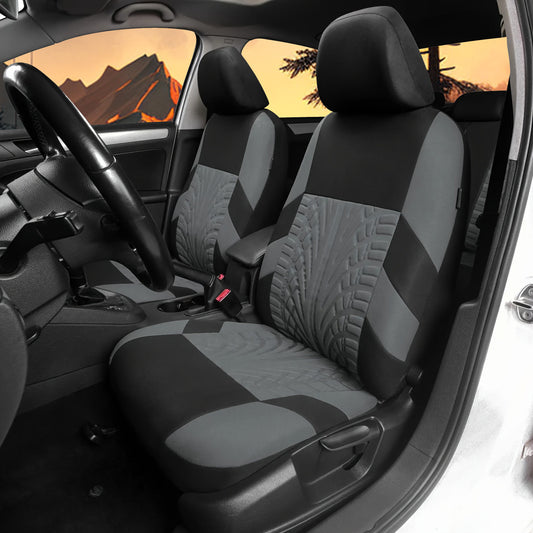 Autoyouth 5 Seat Car Seat Covers Full Set, Front & Split Rear Bench for Car, 3D Tyre Print Automotive Interior Covers, Airbag Compatible, Quick Setup Universal Fit Seat Covers for Car, Truck, SUV