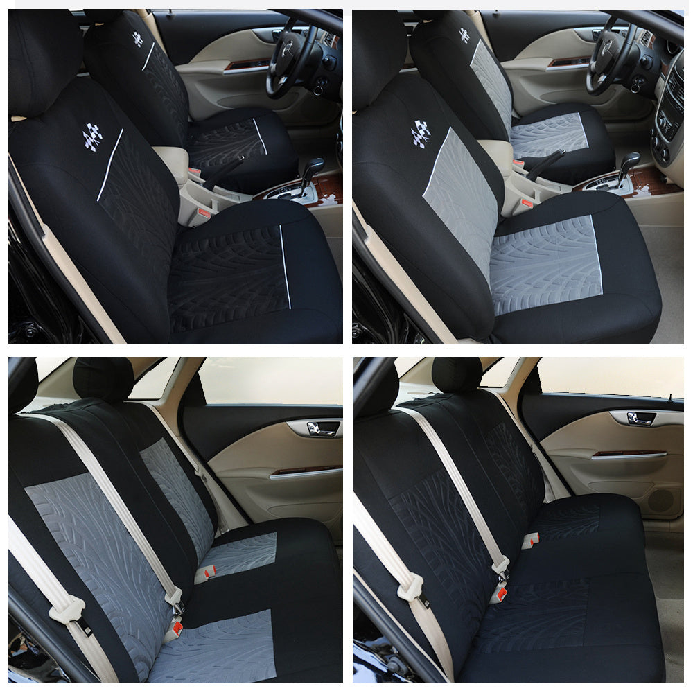 Autoyouth Black Car Seat Covers Full Set Front Bucket Seat Protectors Universal 9pcs Set, Polyester Breathable Black Seat Covers for Cars, Trucks, Vans, SUVs