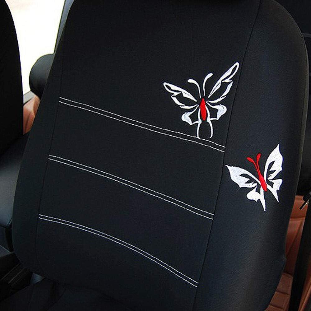Autoyouth Black Five Seat Car Seat Covers Full Set, Washable and Breathable Premium Cloth Seat with butterfly printing, Split Bench Seat Covers for Cars, Universal Fit for Most Car Interior Covers Sedan Truck SUV