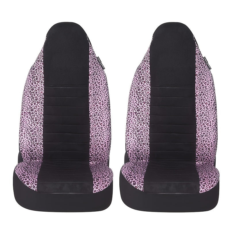 Autoyouth 2PCS Two-Tone Cheetah Print Universal Fit Car Seat Covers with Soft Sponge Filling for All-Season Use - Durable Polyester Material and Easy to Clean Design