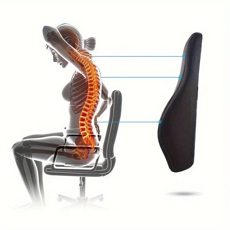 Autoyouth Ergonomic Memory Foam Lumbar Support Black Universal Size For Office, Car, Travel & Home Comfortable Back Pillow