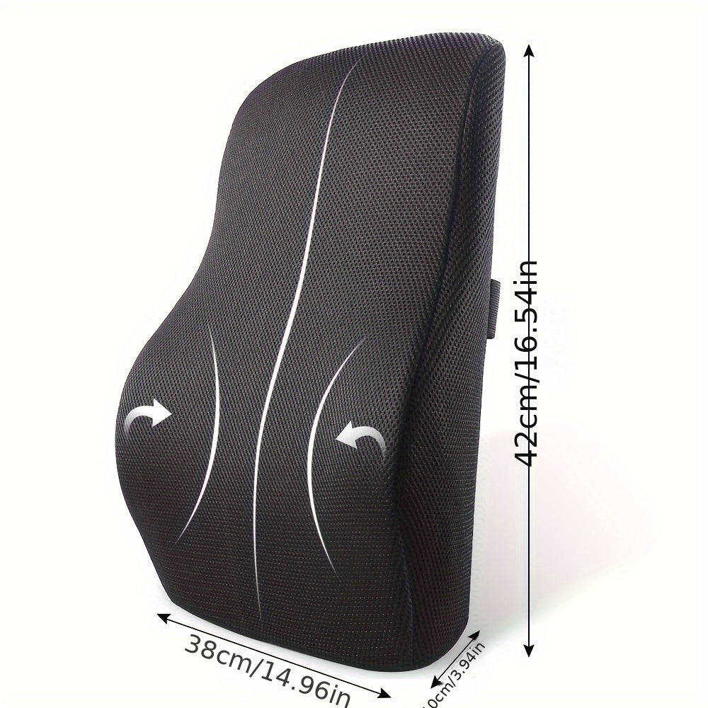 Autoyouth Ergonomic Memory Foam Lumbar Support Black Universal Size For Office, Car, Travel & Home Comfortable Back Pillow