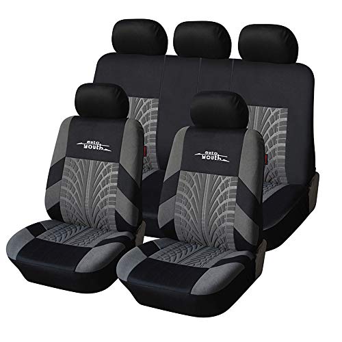 Autoyouth Grey Car Seat Covers Full Set, Front Bucket Seat Covers with Split Bench