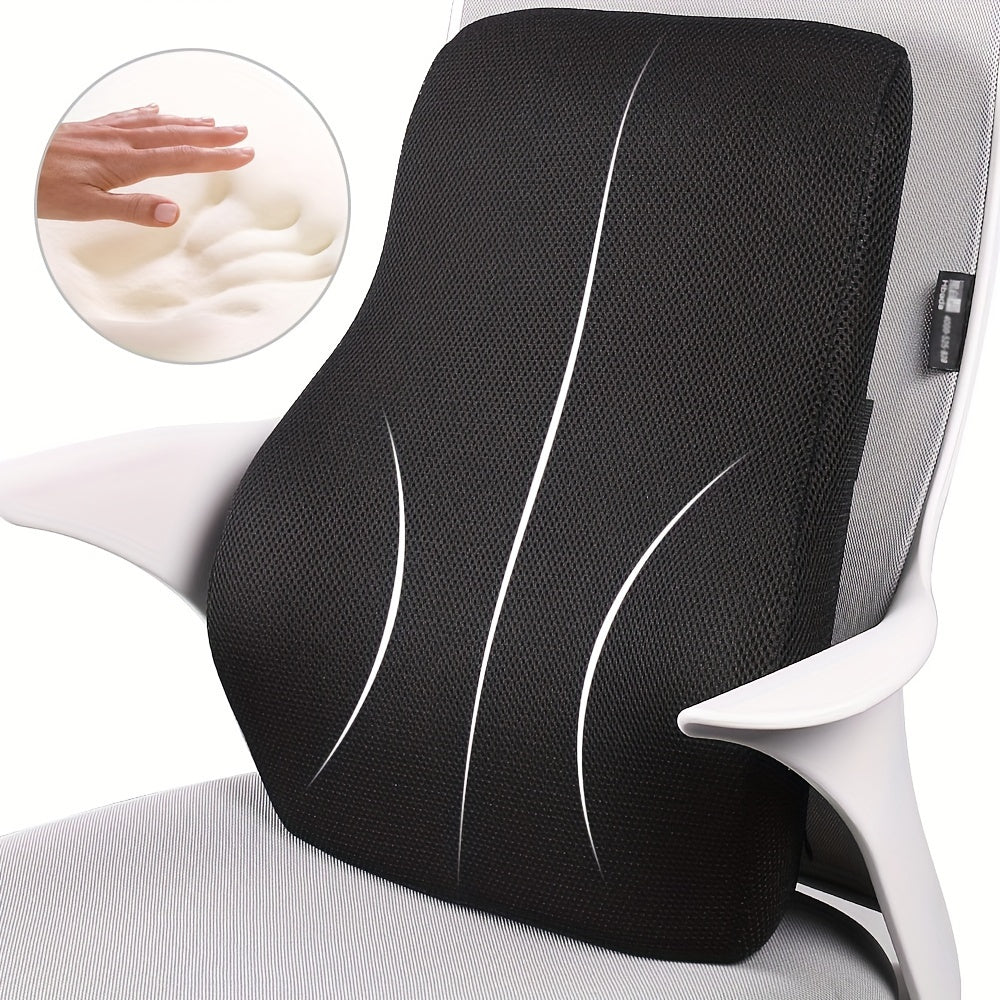 Autoyouth Ergonomic Memory Foam Lumbar Support Black Universal Size For Office, Car, Travel & Home Comfortable Back Pillow