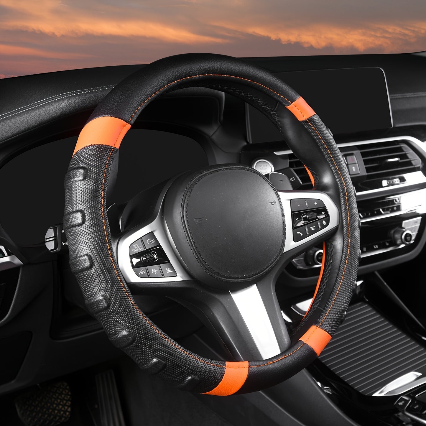 Autoyouth PU Leather Steering Wheel Cover, 14 1/2 Inch To 15 Inch Universal Padded Soft Grip Breathable For Car Truck SUV