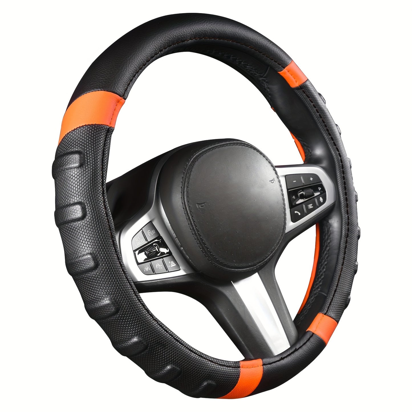 Autoyouth PU Leather Steering Wheel Cover, 14 1/2 Inch To 15 Inch Universal Padded Soft Grip Breathable For Car Truck SUV