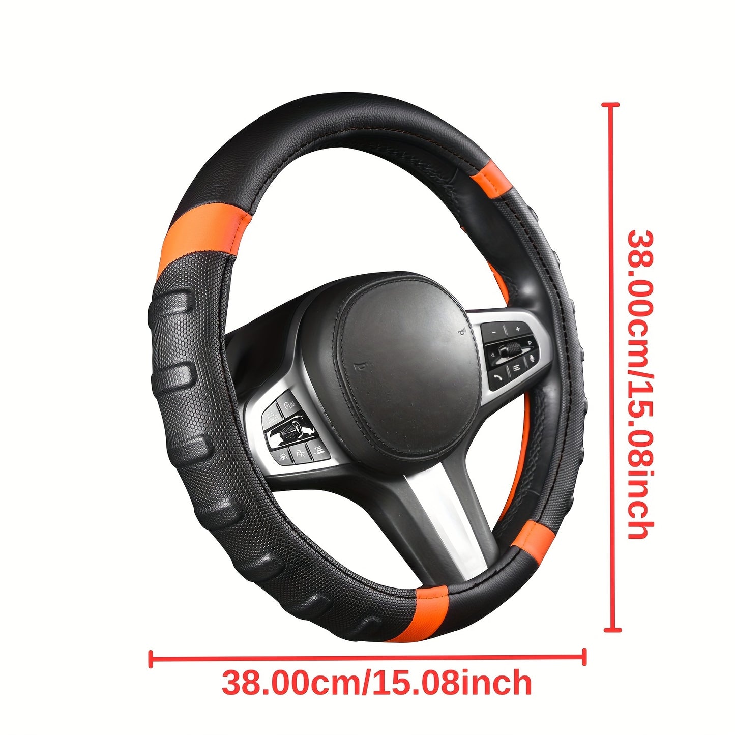 Autoyouth PU Leather Steering Wheel Cover, 14 1/2 Inch To 15 Inch Universal Padded Soft Grip Breathable For Car Truck SUV