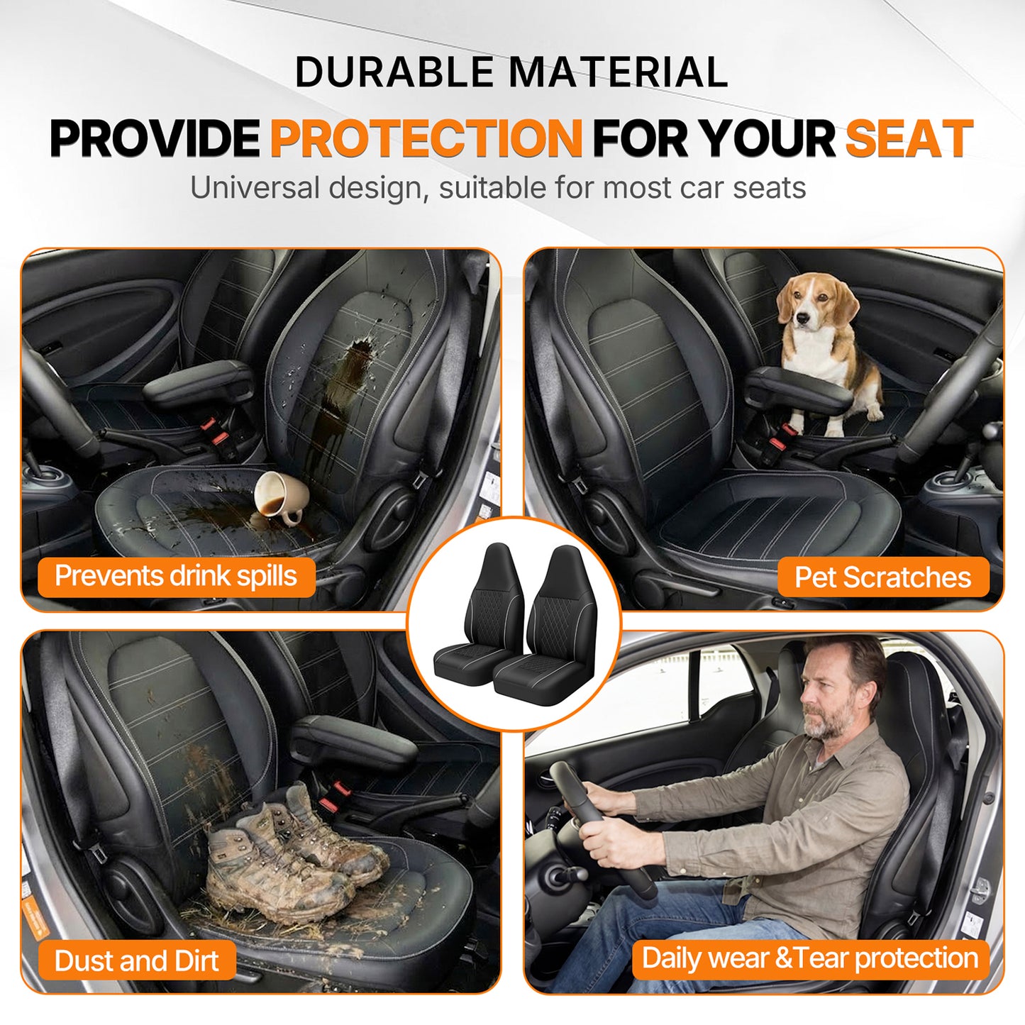 PU Leather Car Seat Covers 2PCS