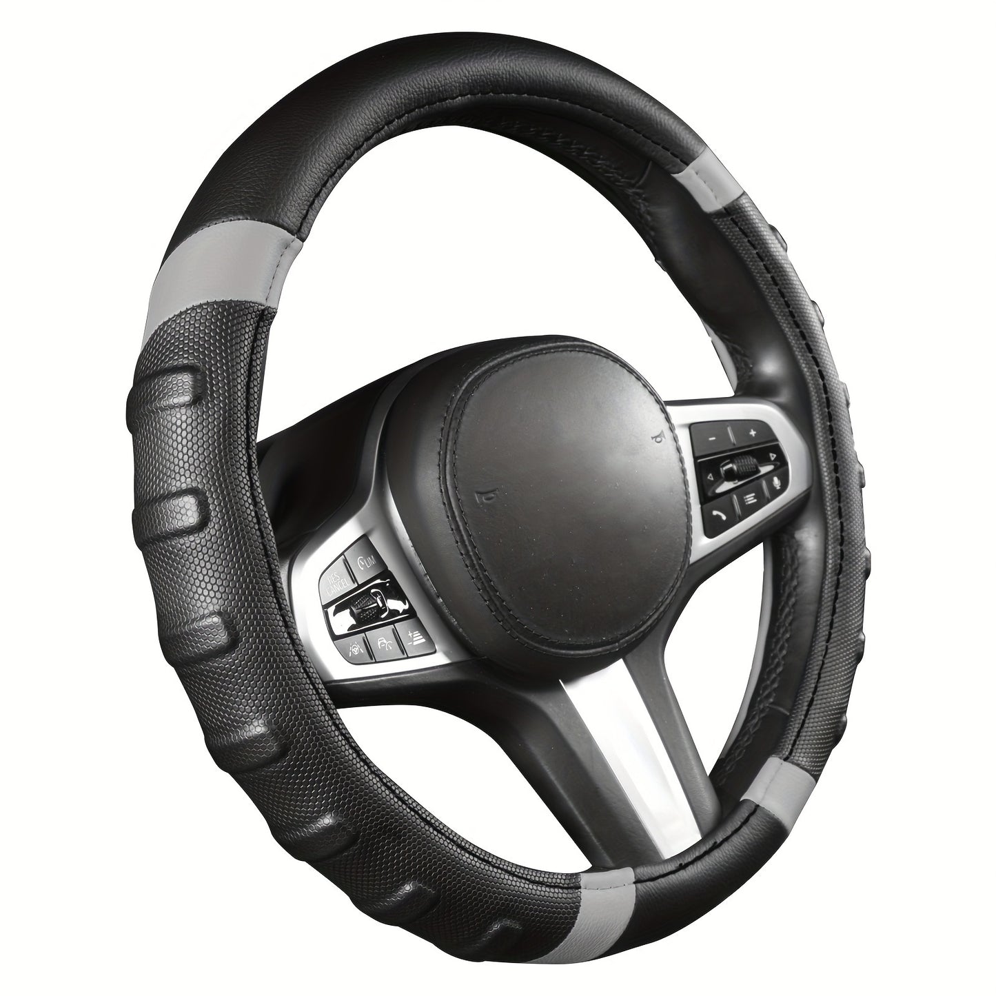 Autoyouth PU Leather Steering Wheel Cover, 14 1/2 Inch To 15 Inch Universal Padded Soft Grip Breathable For Car Truck SUV