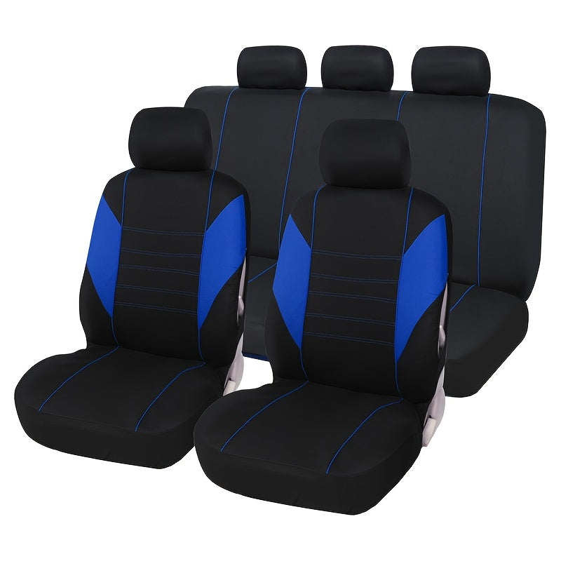 Autoyouth Black Blue Red Universal Size Design Polyester Full Car Seat Cover Protector Fits 90% 5 Seater Cars Suv