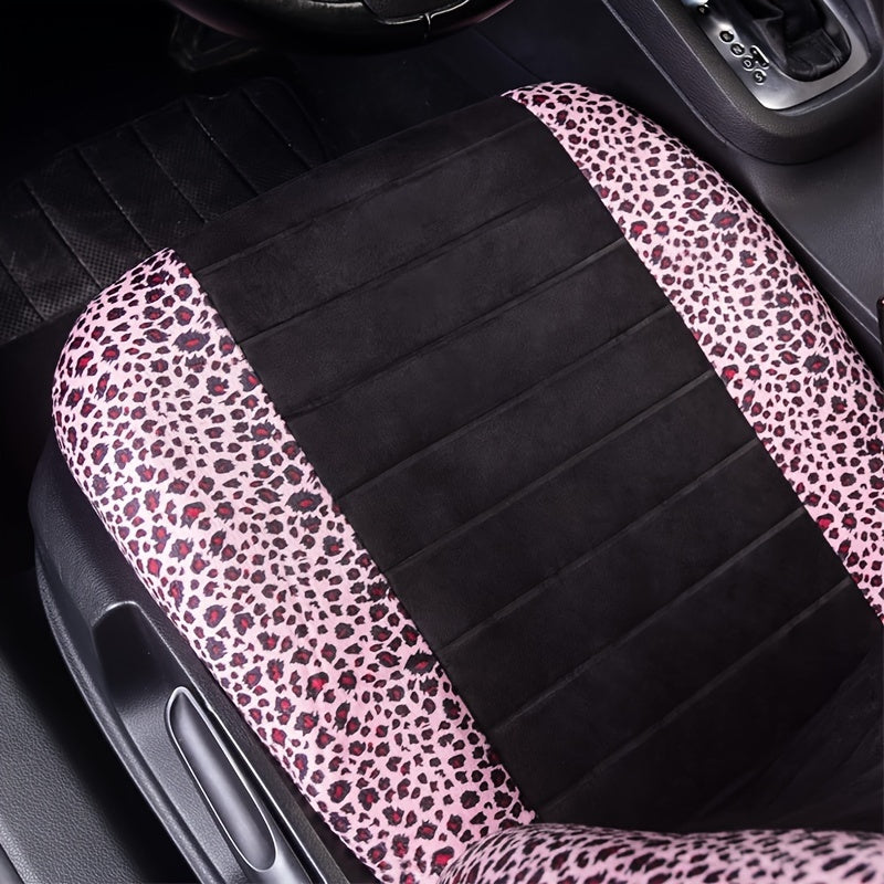 Autoyouth 2PCS Two-Tone Cheetah Print Universal Fit Car Seat Covers with Soft Sponge Filling for All-Season Use - Durable Polyester Material and Easy to Clean Design