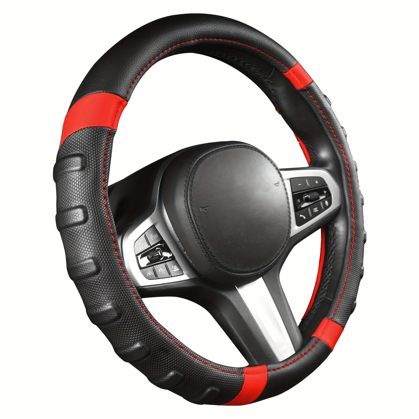 Autoyouth PU Leather Steering Wheel Cover, 14 1/2 Inch To 15 Inch Universal Padded Soft Grip Breathable For Car Truck SUV