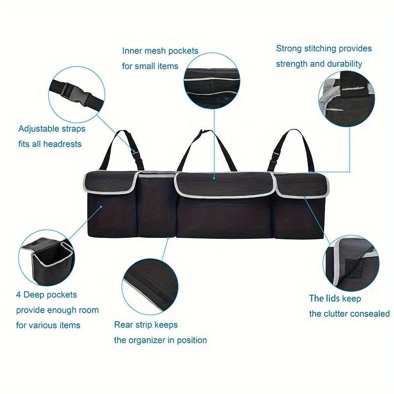 Autoyouth Durable Car Trunk Organizer - Multifunctional Portable Folding Tool Bag - Space-Saving Interior Storage Solution for Debris and Tools - Easy Carry, Compact and Versatile