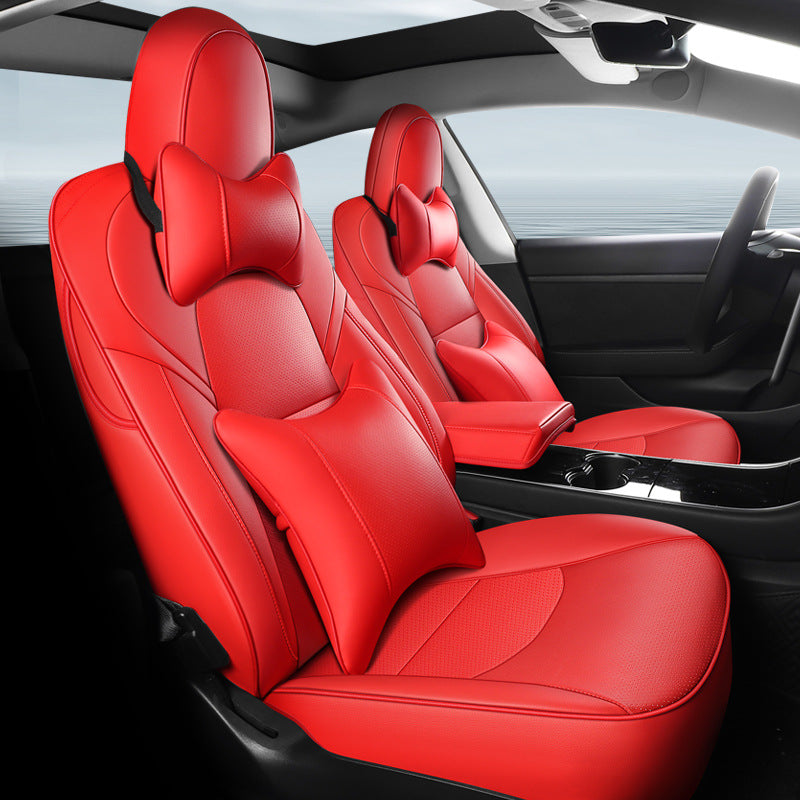 Autoyouth Car Seat Covers for Tesla Model 3 Full Set Model 3/Y/S Car Seat Cover Customized PU Leather Seat Cushion Fit Tesla 3 2017 -2022