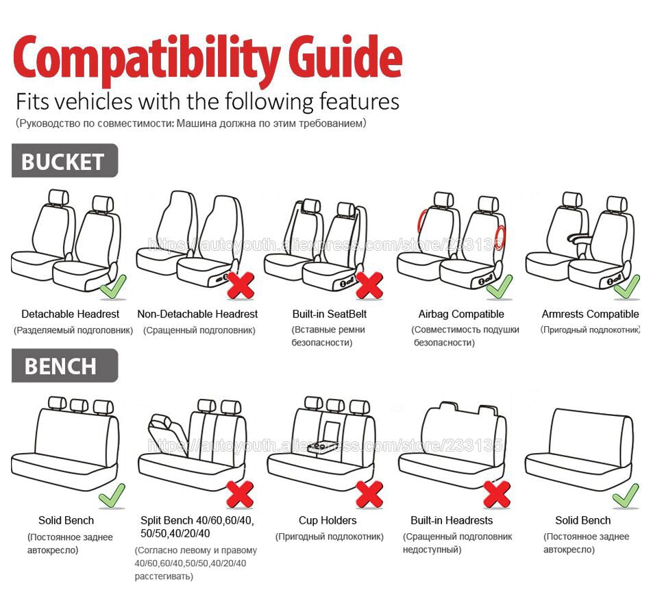Autoyouth Car Seat Covers Airbag compatible Fit Most Car, Truck, SUV, or Van 100% Breathable with 2 mm Composite Sponge Polyester Cloth