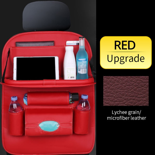 Autoyouth Car Back Seat Organizer Storage Bag with Foldable Table Tray Tablet Holder Tissue Box Auto Back Seat Bag Protector Accessories