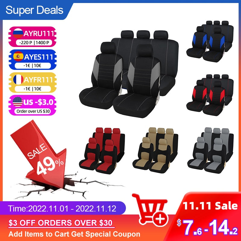 Autoyouth Car Seat Covers Airbag compatible Fit Most Car, Truck, SUV, or Van 100% Breathable with 2 mm Composite Sponge Polyester Cloth