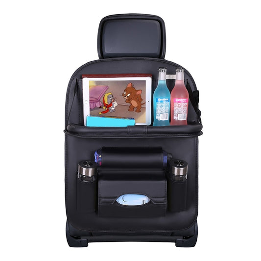 Autoyouth Car Back Seat Organizer Storage Bag with Foldable Table Tray Tablet Holder Tissue Box Auto Back Seat Bag Protector Accessories