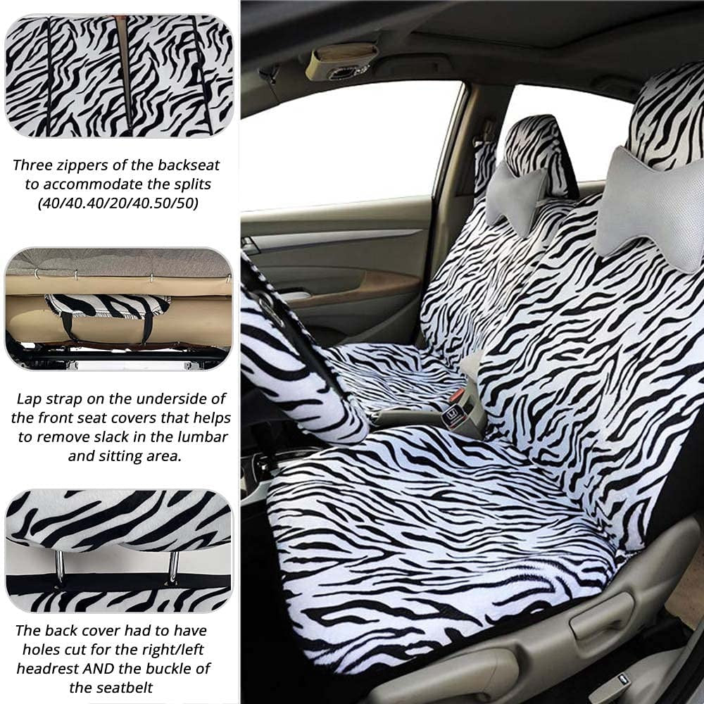 Autoyouth Luxury Leopard Print Car Seat Cover Universal Fit Seat Belt Pads,and 15" Universal Steering Wheel Car Seat Protector