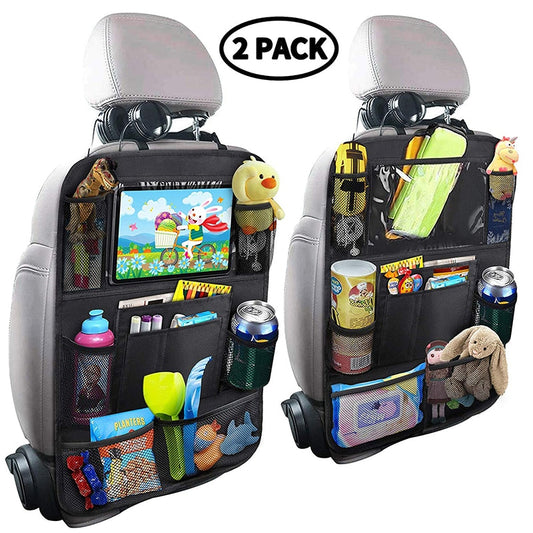 Autoyouth Backseat Car Organizer, Kick Mats Car Back Seat Protector with Touch Screen Tablet Holder Tissue Box 8 Storage Pockets for Toys