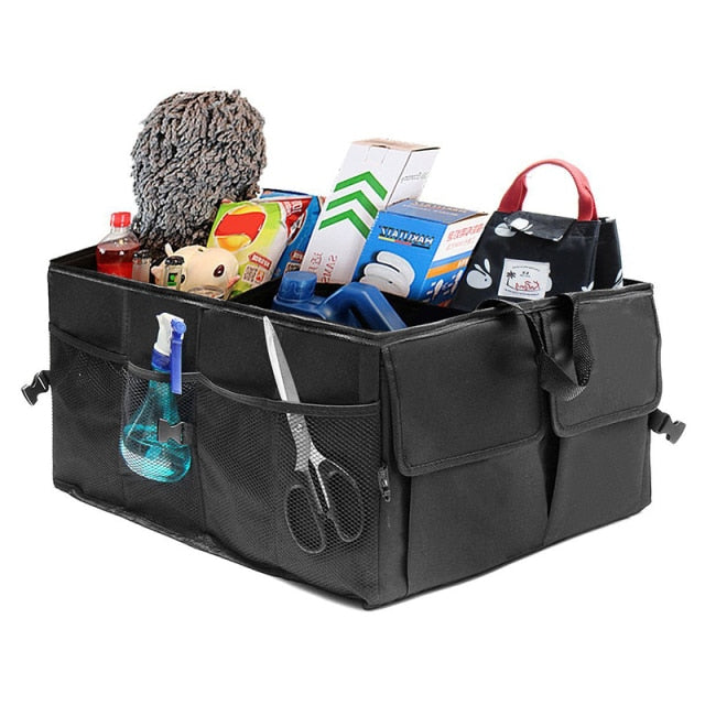 Autoyouth Car Cargo Trunk Organizer, Folding Compartments Expandable In-vehicle Organization Needs, Durable Oxford Fabric