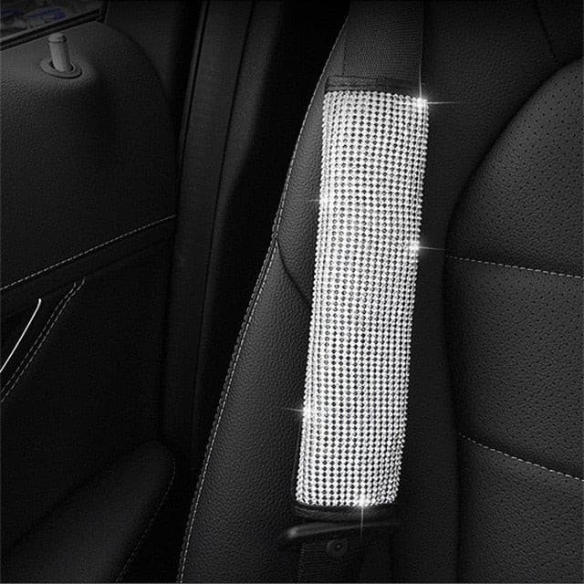 Autoyouth Bling Steering Wheel Cover for Women, PU Leather Car Steering Covers with Crystal Rhinestones Universal for 37-38cm