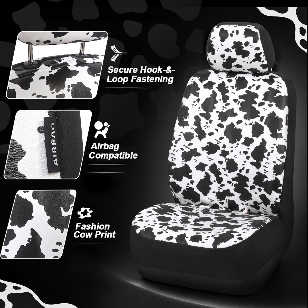 Cute Cow Pattern Car Seat Covers Set