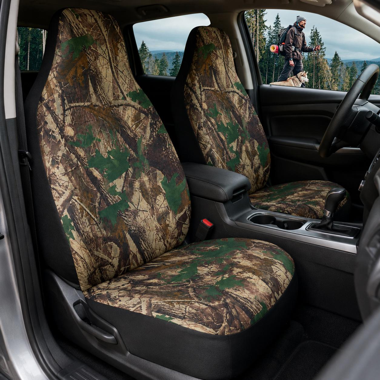 Forest Camouflage Front Car Seat Covers