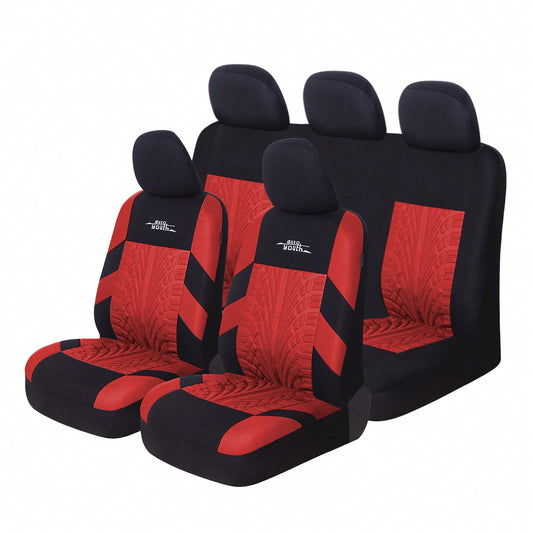 Autoyouth 9PCS Autoyouth  Car Seat Covers Full Set, Front & Split Rear Bench For Car, 3D Tyre Print Automotive Interior Covers Embroidery, Airbag Compatible, Quick Setup Universal Fit Seat Covers For Car, Truck, SUV