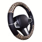 Leopard Leather Steering Wheel Cover for Women Girls with Bling Bling Crystal Rhinestones Anti-Slip Universal 15 Inch Fit for Vehicle, Car, Auto