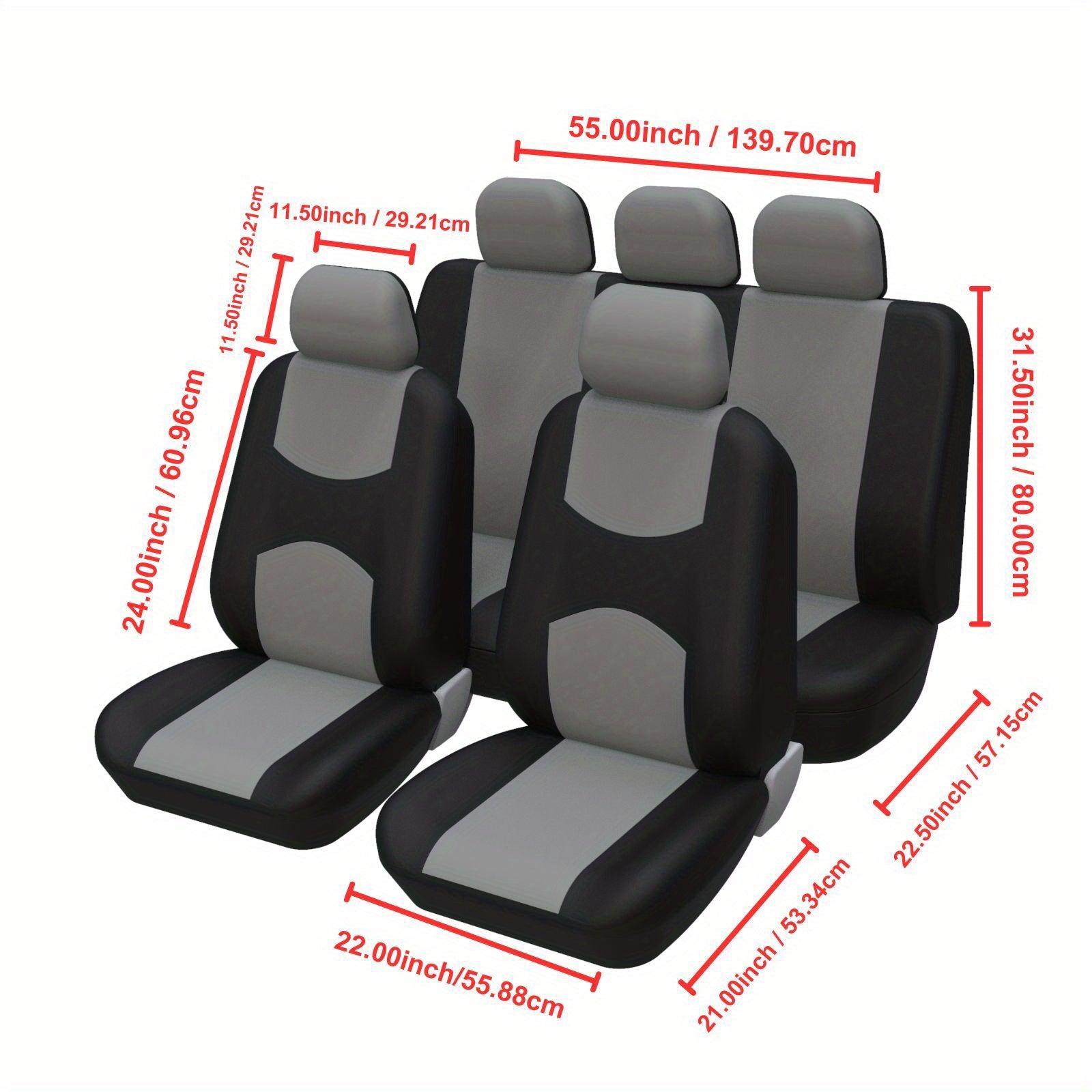 Car Seat Covers Full Set, Breathable Polyester Automotive Front and Rear Seat Covers, Automotive Seat Cover, Compatible with Most Cars