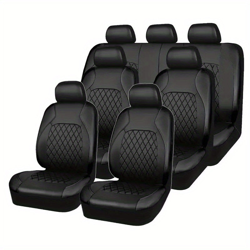 Premium PU Leather 7-Seater Car Seat Covers – Ultra-Durable, Elegant Design, Universal Fit, Water-Resistant, Scratch-Resistant, Enhanced Comfort for All Vehicles