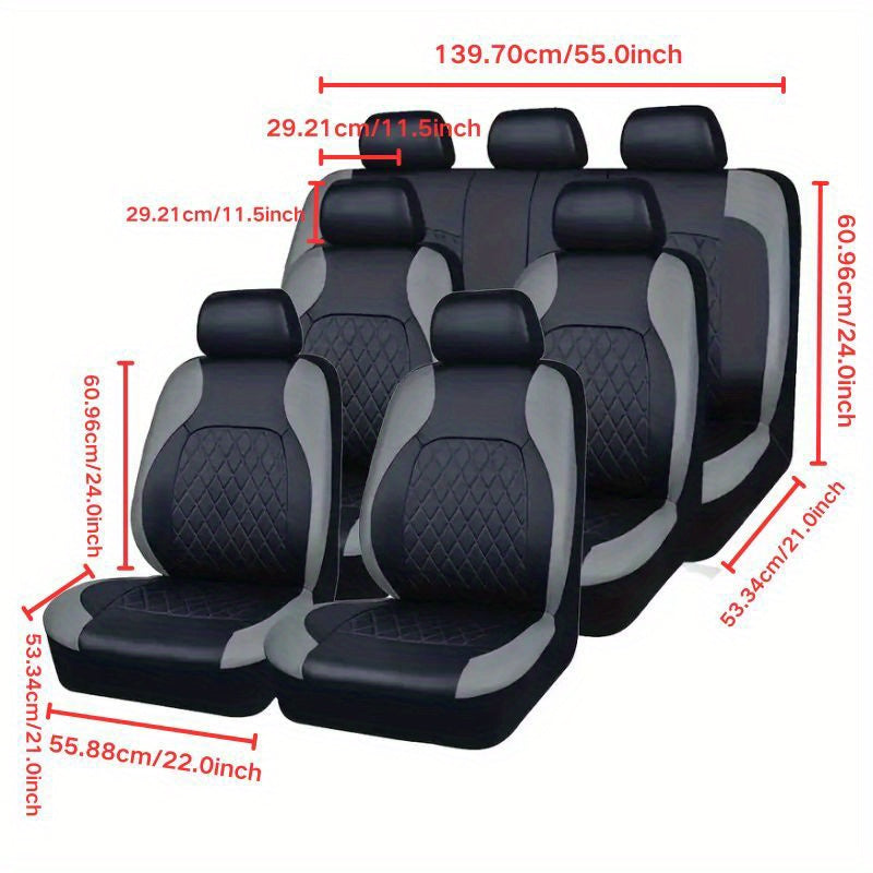 Premium PU Leather 7-Seater Car Seat Covers – Ultra-Durable, Elegant Design, Universal Fit, Water-Resistant, Scratch-Resistant, Enhanced Comfort for All Vehicles