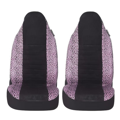 2PCS Two-Tone Cheetah Print Universal Fit Car Seat Covers with Soft Sponge Filling for All-Season Use - Durable Polyester Material and Easy to Clean Design