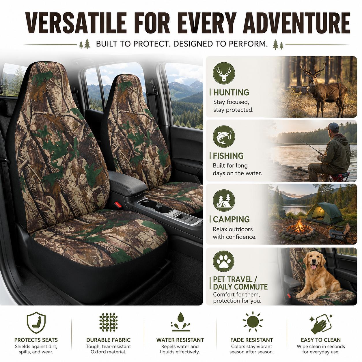 Forest Camouflage Front Car Seat Covers