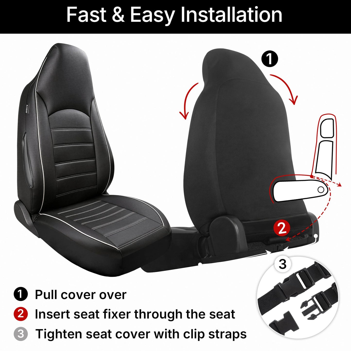 PU Leather Car Seat Covers High Back