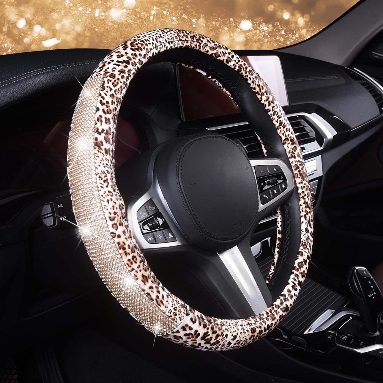Leopard Bling Crystal Steering Wheel Cover