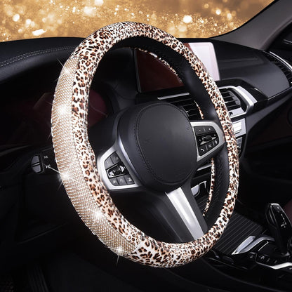 Leopard Bling Crystal Steering Wheel Cover