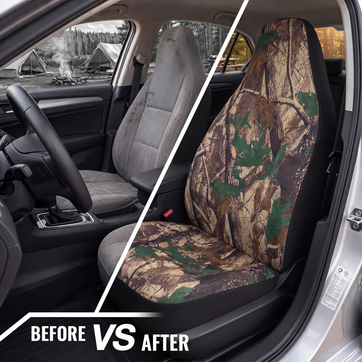 Forest Camouflage Front Car Seat Covers