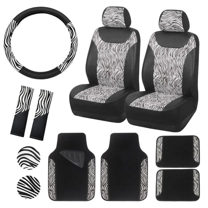 Zebra Print Car Seat Covers Set