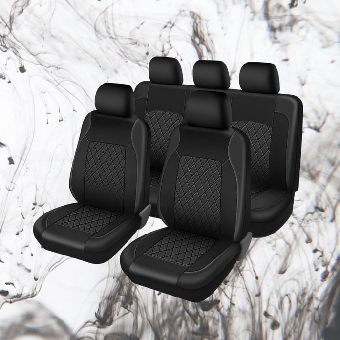 5-Seater Luxury PU Leather Embroidered Seat Cover Set, Universal Fit, Dust-Repellent, Comfort-Enhancing, and Easy-to-Clean Design for a Premium In-Car Experience