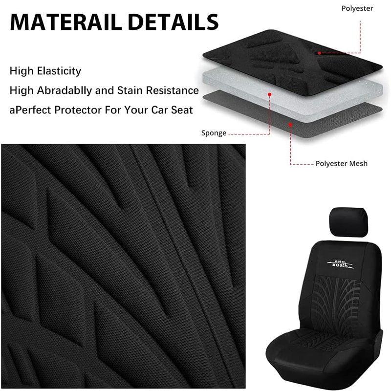 Full Set Car Seat Cover Universal Tire Track Detail Styling
