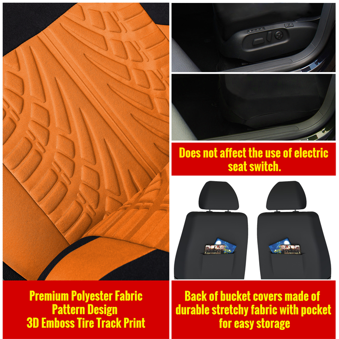 AUTOYOUTH Brand Embroidery Car Seat Covers Orange